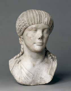 Portrait of Octavia, wife of Nero, 1-100. Italy, Roman, 1st Century. Marble; overall: 38.2 cm (15
