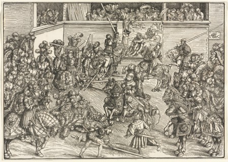 The Second Tournament with the Tapestry of Sampson and the Lion, 1509. Lucas Cranach (German,