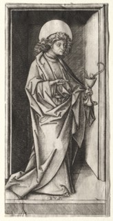 St. John with Serpent in Chalice. Israhel van Meckenem (German, c. 1440-1503). Engraving