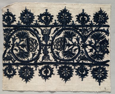 Fragment of a Skirt Border, 1700s. Greece, Crete, 18th century. Embroidery: silk on linen tabby