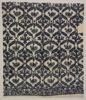 Fragment of a Bed Curtain, 1600s - 1700s. Greece, Crete, 17th-18th century. Embroidery: silk on