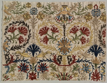 Fragment of a Bed Curtain, 1600s - 1700s. Greece, Crete, 17th-18th century. Embroidery: silk on