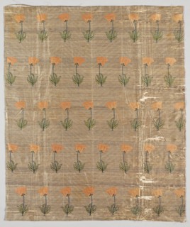 Textile with field of poppies on a golden ground, 1600-1750. Iran, Safavid Period. Twill weave with