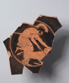Fragment of a Kylix, c. 490-480 BC. Greece, Attic, 5th Century BC. Red-figure terracotta; diameter: