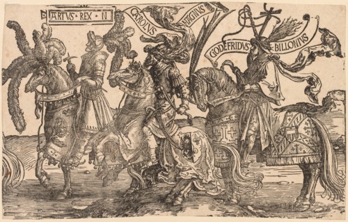 The Nine Heroes:  Arthur, Charles the Great (Charlemagne), Godfrey of Bouillon, 1515-1517. Lucas