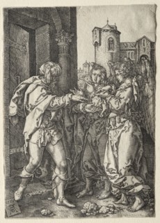 The Story of Lot:  Lot Welcomes the Angels, 1555. Heinrich Aldegrever (German, 1502-1555/61).