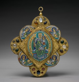 Pendant with the Virgin and Child, c. 1160-1170. Circle of Godefroid de Huy (Netherlandish). Gilded