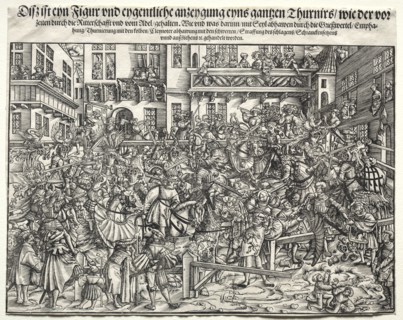 A Tournament, 1500s. Germany, 16th century. Woodcut