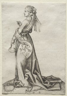 The First of the Foolish Virgins. Martin Schongauer (German, c.1450-1491). Engraving