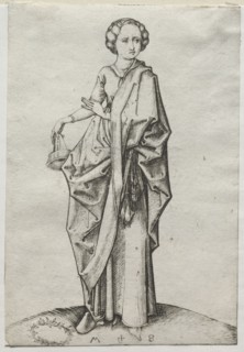The Fourth of the Foolish Virgins. Martin Schongauer (German, c.1450-1491). Engraving