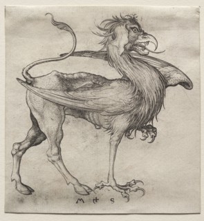 The Griffin, 1400s. Martin Schongauer (German, c.1450-1491). Engraving; sheet: 10.8 x 10.3 cm (4