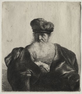 Old Man with Beard, Fur Cap, and Velvet Cloak, c. 1632. Rembrandt van Rijn (Dutch, 1606-1669).