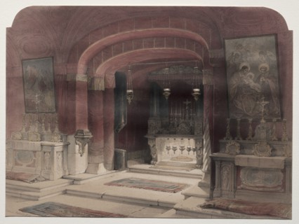 Shrine of the Annunciation, Nazareth, 1839. David Roberts (British, 1796-1864). Color lithograph