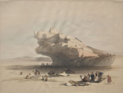 Approach to Petra, an Ancient Watch Tower Commanding the Valley of El Chor, 1839. David Roberts