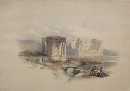 Circular Temple at Baalbec, 1839. David Roberts (British, 1796-1864). Color lithograph