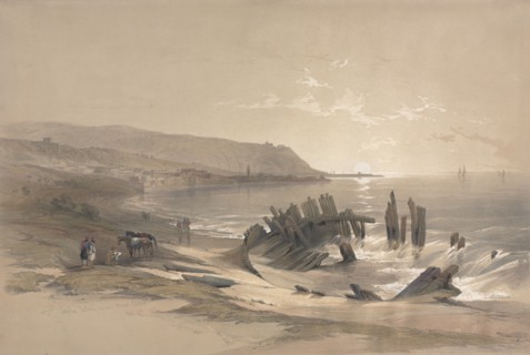 Caiaphas Looking Towards Mount Carmel, 1839. David Roberts (British, 1796-1864). Color lithograph