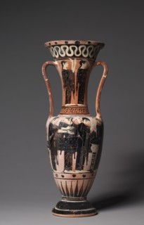 Loutrophoros, c. 500 BC. Greece, late 6th Century BC. Black-figure terracotta; overall: 43.5 cm (17