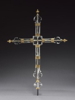 Cross, c. 1280-1300. Italy, Venice, late 13th century. Rock crystal, painted gold mounts; overall: