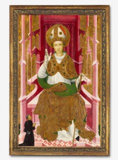 A Bishop Saint with a Donor (Saint Louis of Toulouse?), early 1400s. Spain, Catalonia, early 15th