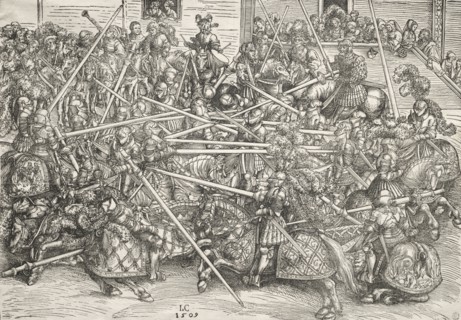 The Tournament with lances, 1509. Lucas Cranach (German, 1472-1553). Woodcut; sheet: 29 x 41.6 cm