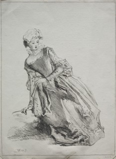 Woman Seated, 1700s. Copy after Jean Antoine Watteau (French, 1684-1721). Etching