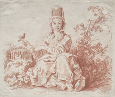Young Girl Holding a Bird. Gilles Demarteau (French, 1722-1776), after Jean Baptiste Le Prince