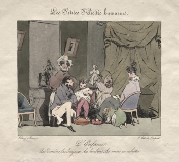 Little Human Felicities:  Childhood. Henry Bonaventure Monnier (French, 1805-1877). Color