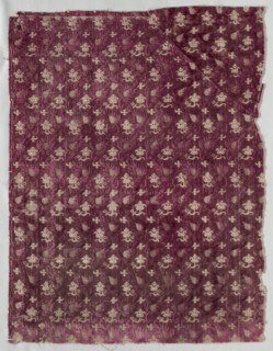 Velvet Fragment, 1600s. Italy, 17th century. Velvet (cut and uncut); overall: 57.1 x 43.8 cm (22