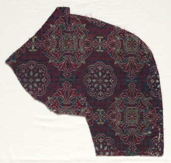 Lampas fragment with foliate medallions, 1300-1499. Spain, Granada, Nasrid period. Lampas: silk;