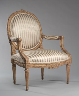 Armchair (Fauteuil), c. 1765. Jean-Baptiste II Tilliard (French, 1797). Carved and gilded wood;