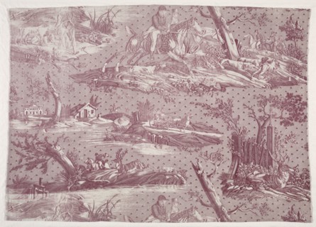 Fragment of Copperplate Printed Cotton with Hunting Scene Design, c. 1815. Horace Vernet (French,