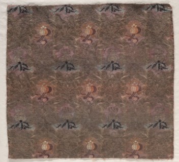Brocade with Design of Fruit Sprays and Leafy Scrolls, 1800s. France, 19th century. Patterned tabby