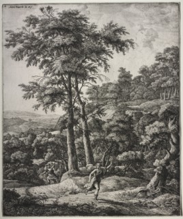Apollo and Daphne. Anthonie Waterloo (Dutch, 1609/10-1690). Etching