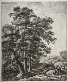 Venus and Adonis. Anthonie Waterloo (Dutch, 1609/10-1690). Etching