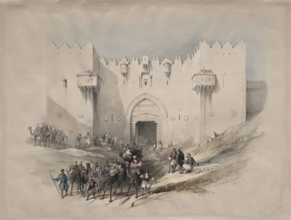 Gate of Damascus, Jerusalem, 1839. David Roberts (British, 1796-1864). Color lithograph