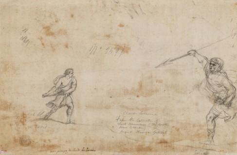 David and Goliath (verso), c. 1645. Claude Lorrain (French, 1604-1682). Black chalk; sheet: 26 x 40