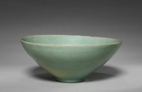 Bowl with Flowering Vines Design in Relief, 1100s-1200s. Korea, Goryeo period (918-1392). Celadon