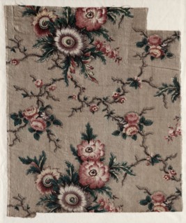 Glazed Chintz Fragment, c. 1840. England, Lancashire ?, 19th century. Machine and block printed