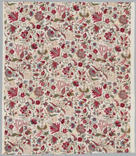 Fragment of a Quilted Skirt, c. 1785. England, late 18th century. Woodblock print on cotton;