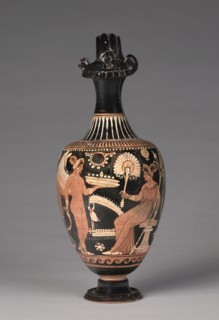 Oinochoe (Wine Jug), c. 330 BC. South Italy, Apulia, 4th Century BC. Red-figure terracotta;