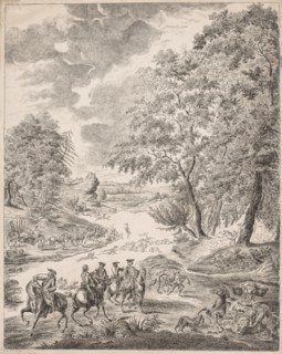 The Deer Hunt. Augustin de Saint-Aubin (French, 1736-1807). Etching and engraving
