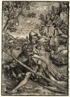 St. Christopher, c. 1509. Lucas Cranach (German, 1472-1553). Chiaroscuro woodcut