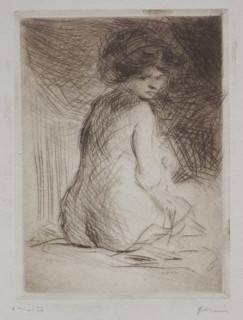 Seatetd Nude Woman from the Back. Jean Louis Forain (French, 1852-1931). Drypoint