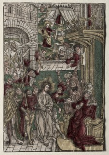 Life of Christ:  Christ before Pilate, 1400s. Germany, 15th century. Woodcut