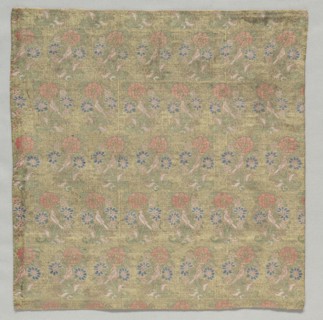 Fragment, 1700s. Iran, 18th century. Brocade; silk and metal; overall: 27.7 x 26.7 cm (10 7/8 x 10