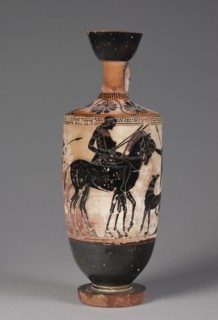 Black-Figured Lekythos, c. 500 BC. Greece, late 6th century BC. Black-figure terracotta; overall: