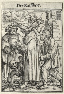 Dance of Death:  The Councillor. Hans Holbein (German, 1497/98-1543). Woodcut