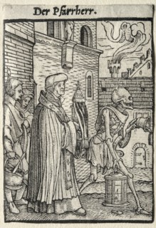 Dance of Death:  The Pastor. Hans Holbein (German, 1497/98-1543). Woodcut