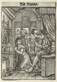 Dance of Death:  The Nun. Hans Holbein (German, 1497/98-1543). Woodcut