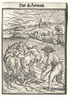 Dance of Death:  The Ploughman. Hans Holbein (German, 1497/98-1543). Woodcut